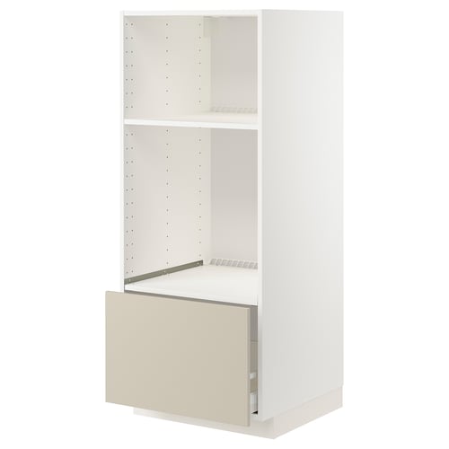 METOD / MAXIMERA Visoki element za ugradne uređaje, bela/Havstorp bež, 60x60x140 cm