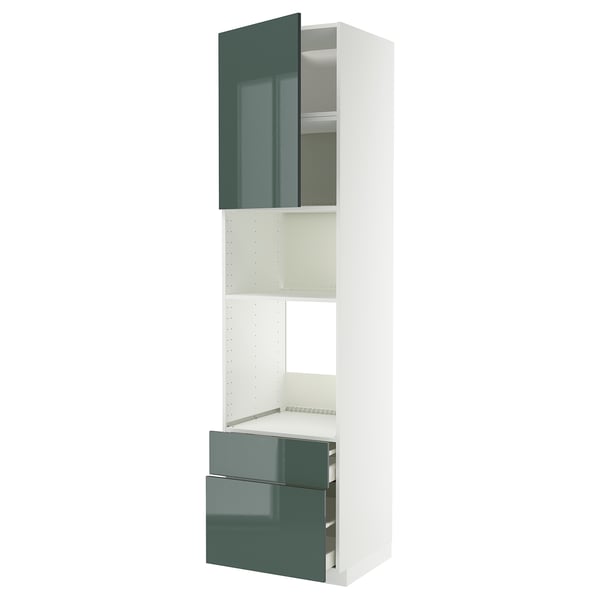 METOD / MAXIMERA Visoki element za ugradne uređaje, bela/Kallarp tamna sivozelena visokog sjaja, 60x60x240 cm
