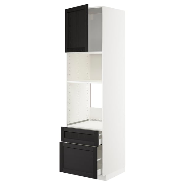 METOD / MAXIMERA Visoki element za ugradne uređaje, bela/Lerhyttan crno bajcovano, 60x60x220 cm