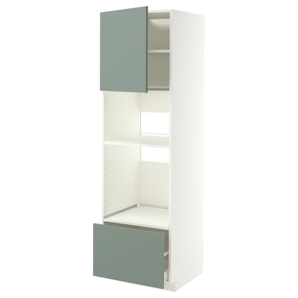 METOD / MAXIMERA Visoki element za ugradne uređaje, bela/Nickebo mat sivozelena, 60x60x200 cm