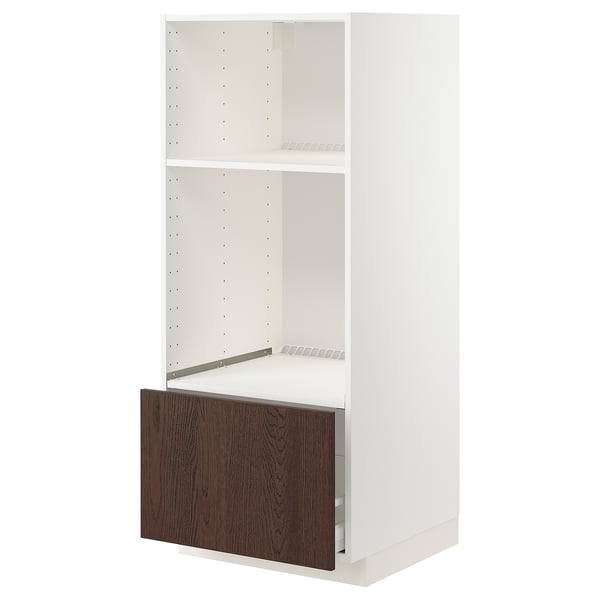 METOD / MAXIMERA Visoki element za ugradne uređaje, bela/Sinarp smeđa, 60x60x140 cm