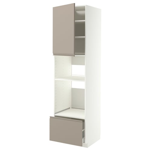 METOD / MAXIMERA Visoki element za ugradne uređaje, bela/Upplöv tamnobež, mat, 60x60x220 cm