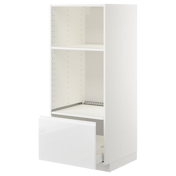METOD / MAXIMERA Visoki element za ugradne uređaje, bela/Voxtorp v. sjaj bela, 60x60x140 cm