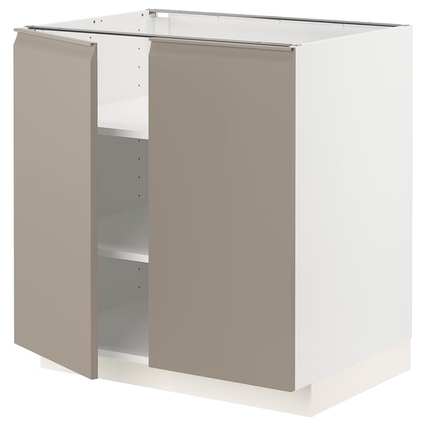 METOD Podni element s policama/2 vrata, bela/Upplöv tamnobež, mat, 80x60 cm