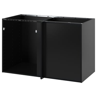 METOD Ugaoni podni element, Crnosiva, 128x60x80 cm