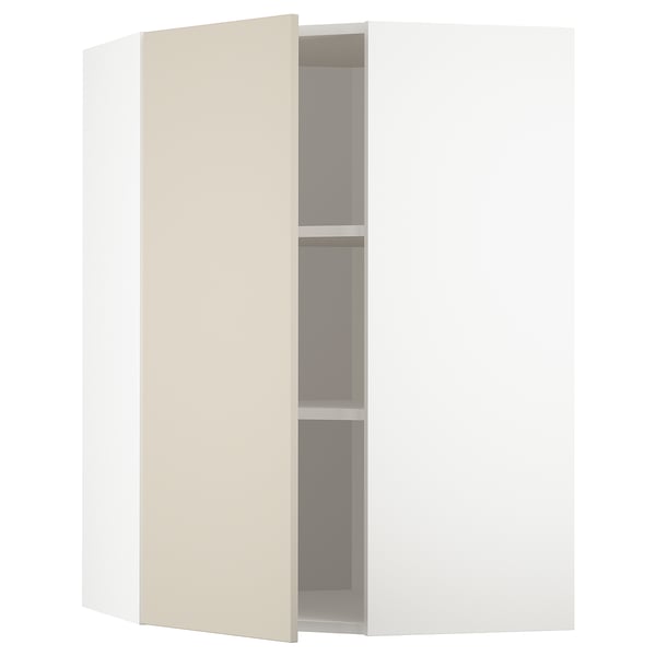 METOD Ugaoni zidni element s policama, bela/Havstorp bež, 68x100 cm