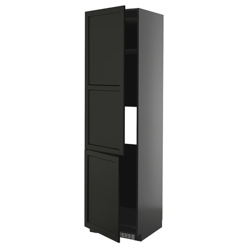 METOD Vis.elem.frižider/zamrz s 2vrata, Crnosiva/Lerhyttan crno bajcovano, 60x60x220 cm