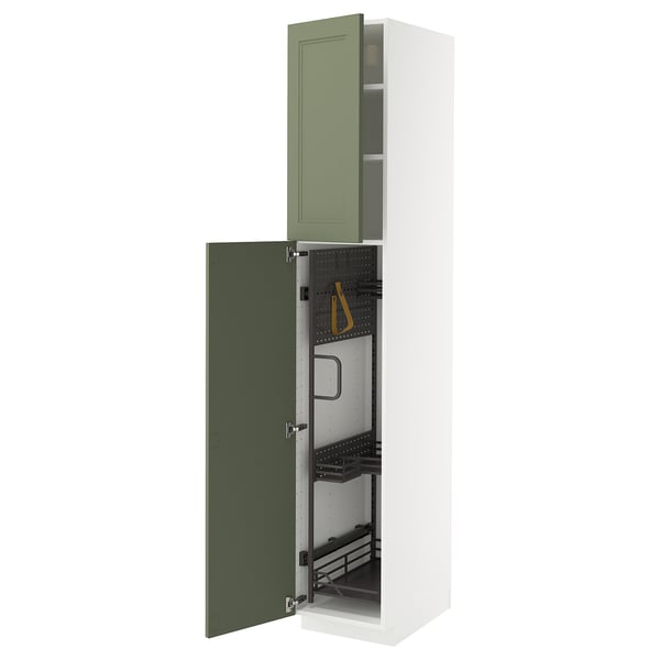 METOD Visoki element-ostava, bela/Axstad sivozelena, 40x60x220 cm