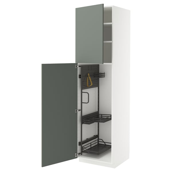 METOD Visoki element-ostava, bela/Nickebo mat sivozelena, 60x60x220 cm