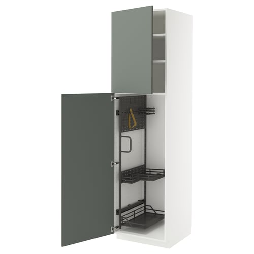 METOD Visoki element-ostava, bela/Nickebo mat sivozelena, 60x60x220 cm