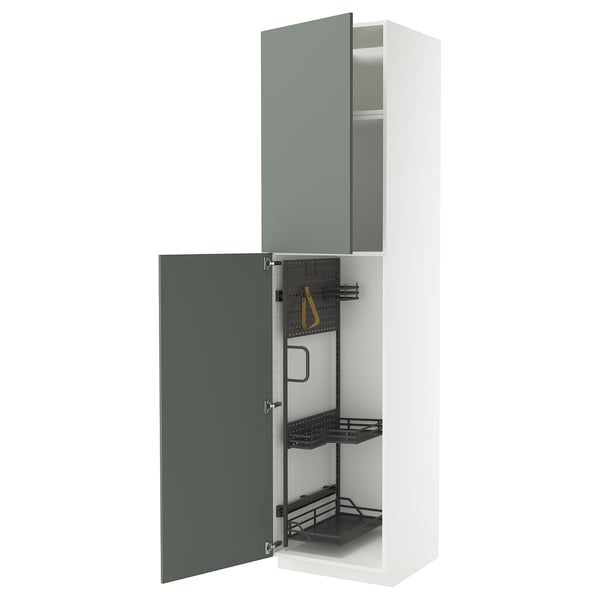 METOD Visoki element-ostava, bela/Nickebo mat sivozelena, 60x60x240 cm