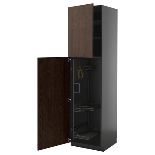 METOD Visoki element-ostava, Crnosiva/Sinarp smeđa, 60x60x220 cm