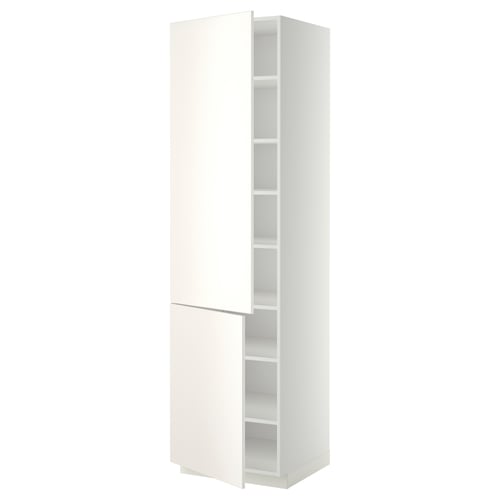 METOD Visoki element s policama/2 vrata, bela/Veddinge bela, 60x60x220 cm