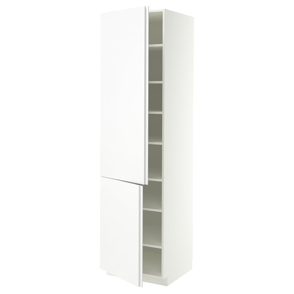 METOD Visoki element s policama/2 vrata, bela/VOXTORP mat bela vertikalna ručka, 60x60x220 cm