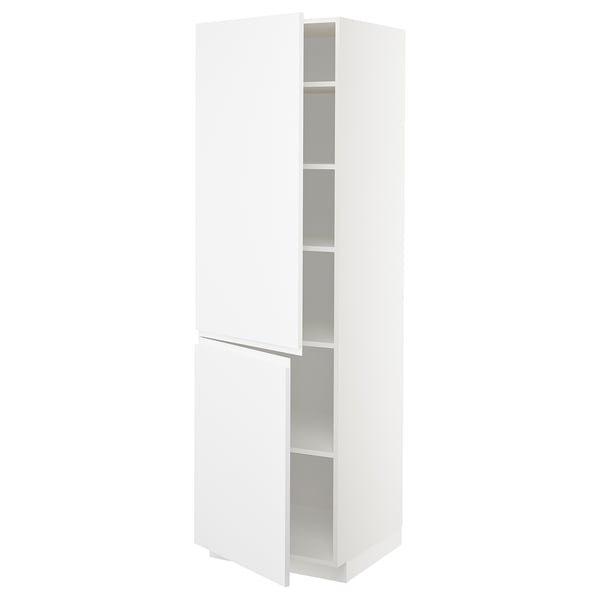 METOD Visoki element s policama/2 vrata, bela/Voxtorp matirano bela, 60x60x200 cm