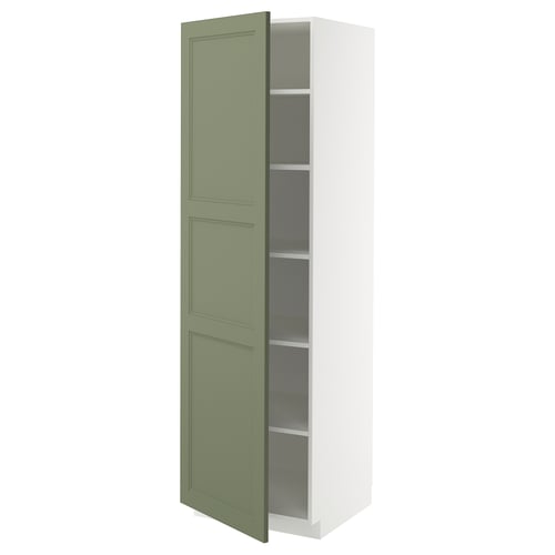 METOD Visoki element s policama, bela/Axstad sivozelena, 60x60x200 cm