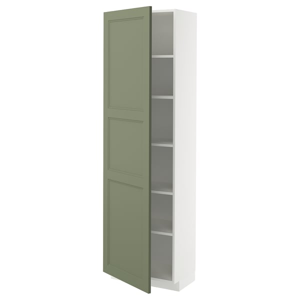 METOD Visoki element s policama, bela/Axstad sivozelena, 60x37x200 cm