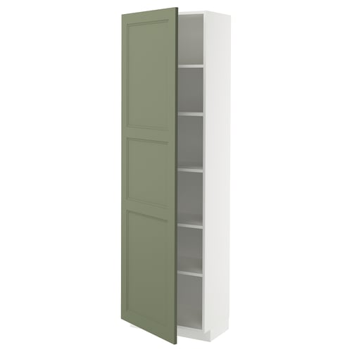 METOD Visoki element s policama, bela/Axstad sivozelena, 60x37x200 cm