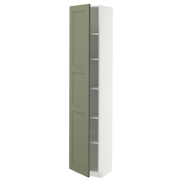 METOD Visoki element s policama, bela/Axstad sivozelena, 40x37x200 cm