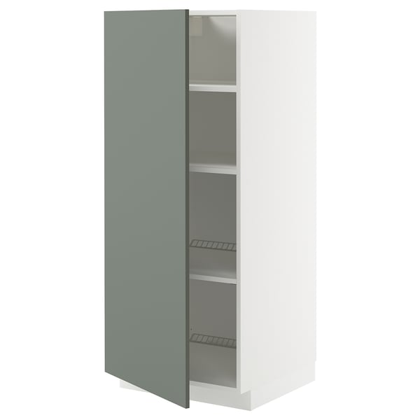 METOD Visoki element s policama, bela/Nickebo mat sivozelena, 60x60x140 cm