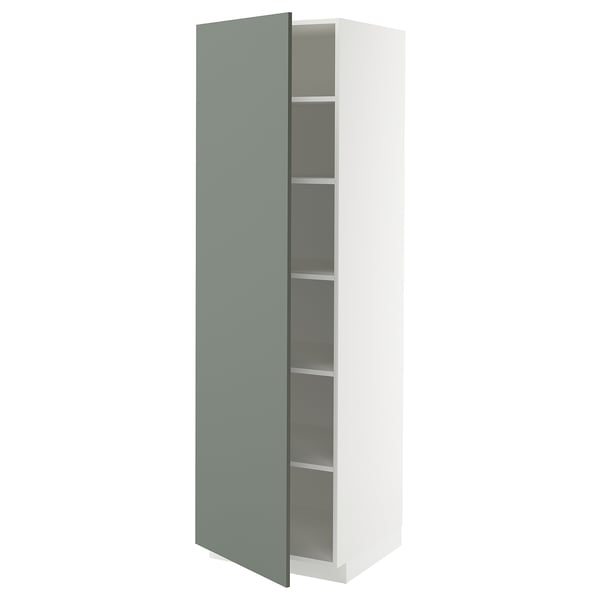 METOD Visoki element s policama, bela/Nickebo mat sivozelena, 60x60x200 cm