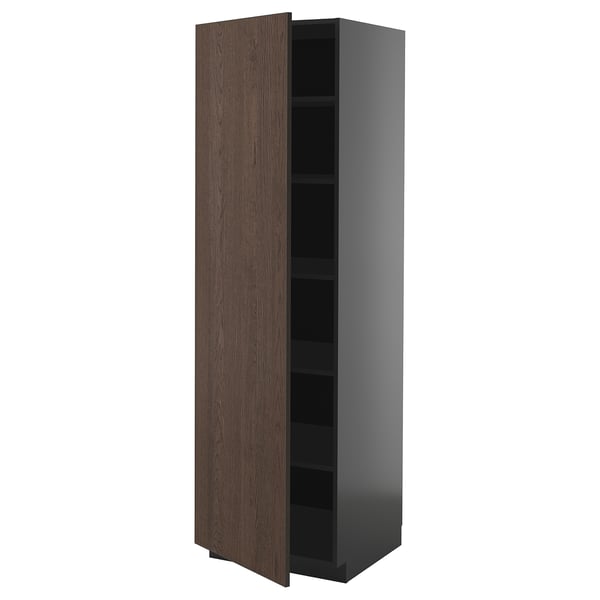 METOD Visoki element s policama, Crnosiva/Sinarp smeđa, 60x60x200 cm