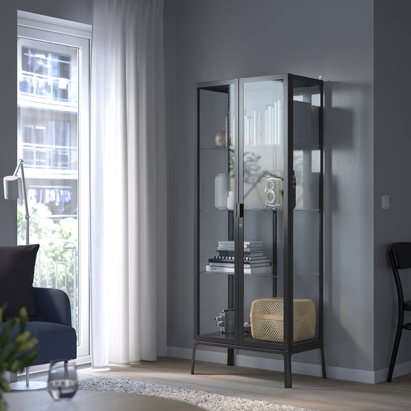 MILSBO Vitrina, boja antracita, 73x175 cm