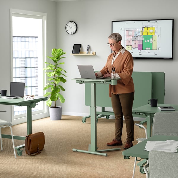MITTZON Stočić za laptop s točkićima, zelena, 66x50 cm