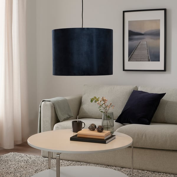MOLNSKIKT Abažur, tamnoplava somot, 42 cm