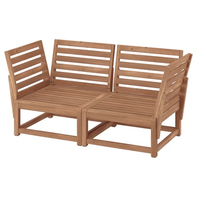 NÄMMARÖ Sofa dvosed, napolju s rukohvatom/svetlosmeđe bajcovano, 147 cm