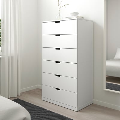 NORDLI Komoda sa 6 fioka, bela, 80x145 cm