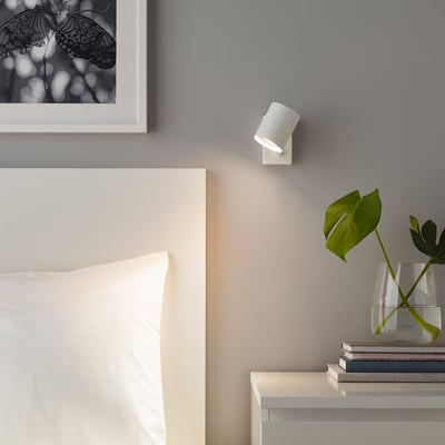 NYMÅNE Zidna/čitaća lampa, trajni priklj., bela