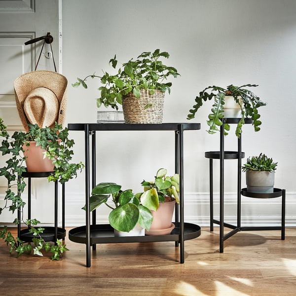 OLIVBLAD Stalak za cveće, unutra/spolja crna, 56 cm