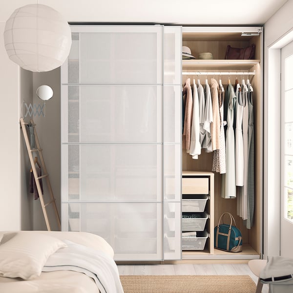 PAX 3 okvira garderobera, belo b. hrastovina, 200x58x201 cm
