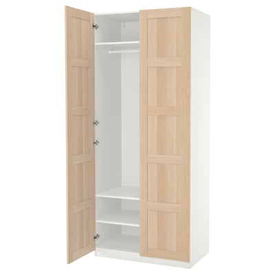 PAX / BERGSBO Garderober, bela/belo b. im. hrastovine, 100x60x236 cm
