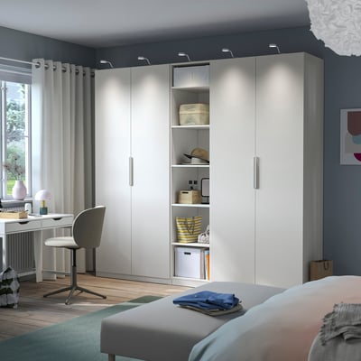 PAX / FORSAND Garderober, bela/bela, 250x60x236 cm
