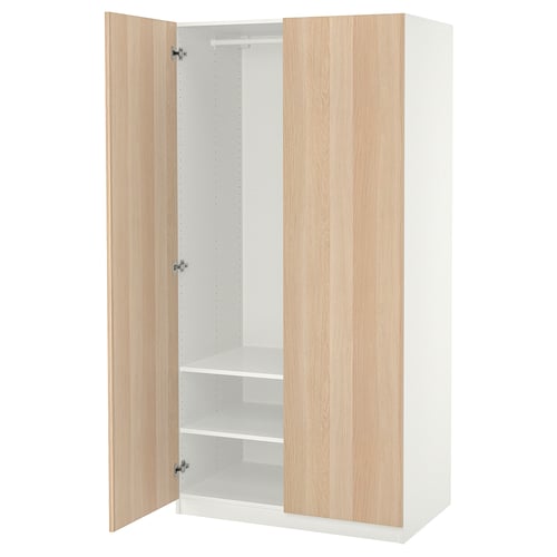 PAX / FORSAND Garderober, bela/belo b. im. hrastovine, 100x60x201 cm