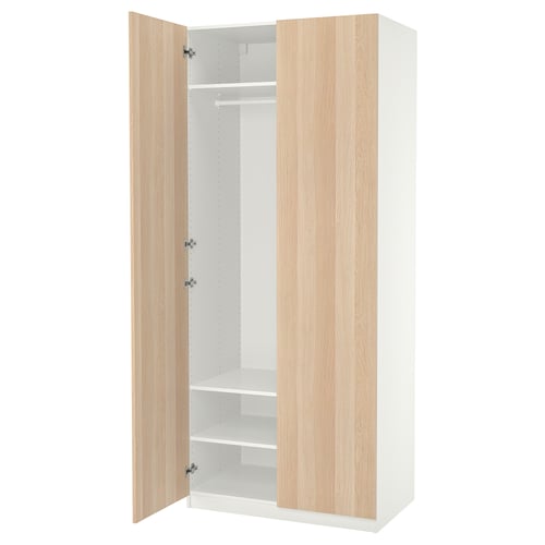 PAX / FORSAND Garderober, bela/belo b. im. hrastovine, 100x60x236 cm