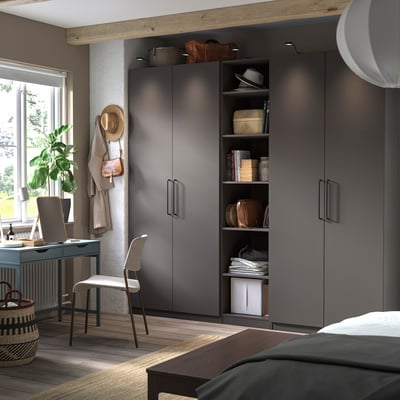 PAX / FORSAND Garderober, tamnosiva/tamnosiva, 250x60x236 cm