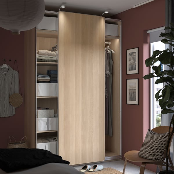 PAX / HASVIK Garderober, belo b. im. hrastovine/belo b. im. hrastovine, 150x66x236 cm