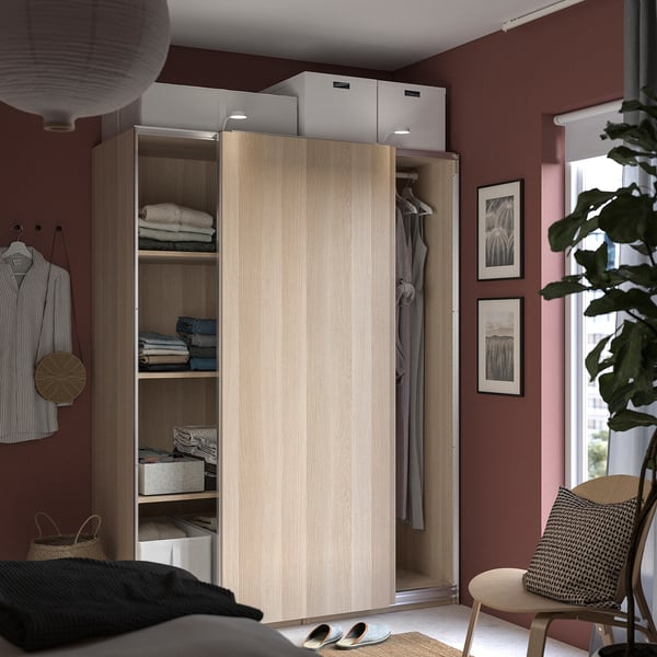 PAX / HASVIK Garderober, belo b. im. hrastovine/belo b. im. hrastovine, 150x66x201 cm