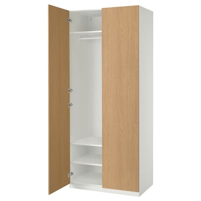PAX / STORKLINTA Kombinacija garderobera, bela/im. hrastovine, 100x60x236 cm