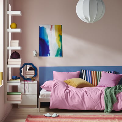 PILTANDVINGE Jorganska navlaka i jastučnica, roze, 150x200/50x60 cm