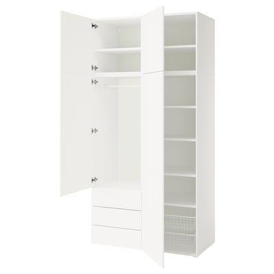 PLATSA Garderober s 4 vrata i 3 fioke, bela/Fonnes bela, 120x57x241 cm
