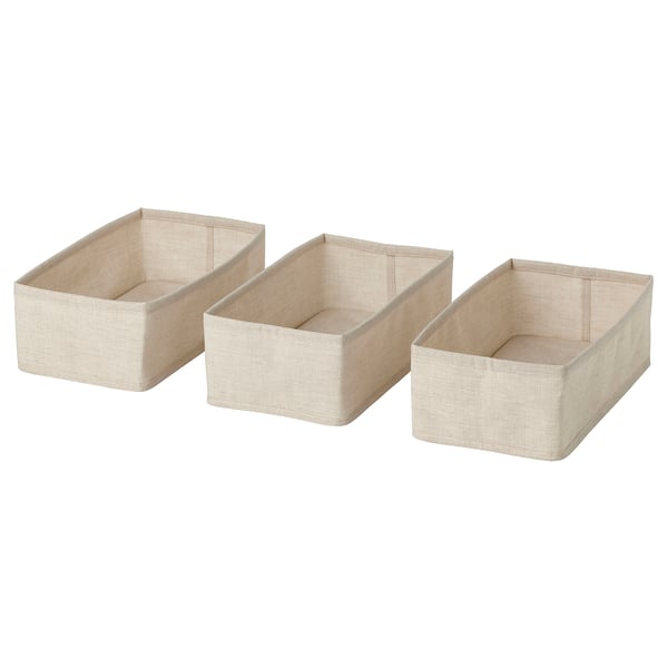 PURRPINGLA Set kutija, 3 kom., tekstil/bež, 20x38x12 cm