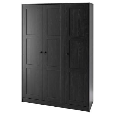 RAKKESTAD Garderober s 3 vrata, crno-smeđa, 117x176 cm