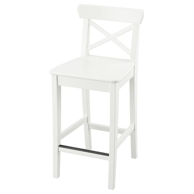ROSENTORP Barska stolica s naslonom, visina radne ploče/bela, 63 cm