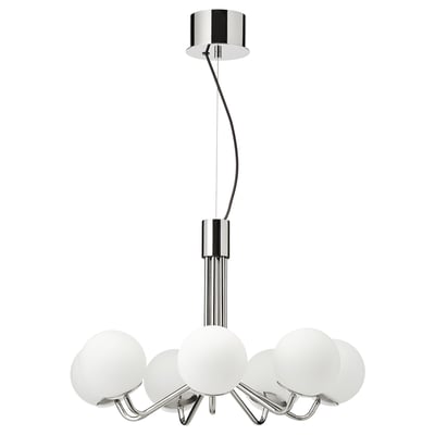 SIMRISHAMN 7-kraki luster, hromirano/opal bela staklo, 70 cm