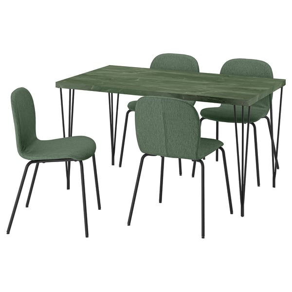 SKÅLSTA Sto i 4 stolice, imit. tamnosivozelenog mermera crnosiva za ukosnice/Knäbäck sivozelena cevasti metal/crnosiva, 140x80 cm
