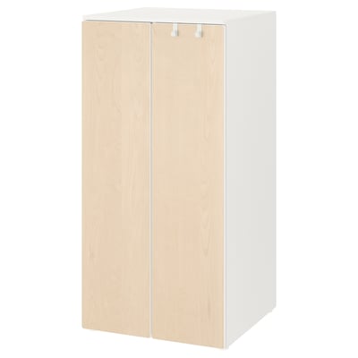 SMÅSTAD / PLATSA Garderober, bela/breza, 60x57x123 cm